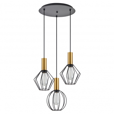 SE21-GM-4-3BL-GR12 ADEPT FLEX Gold Matt Pendant Black Metal Grid+