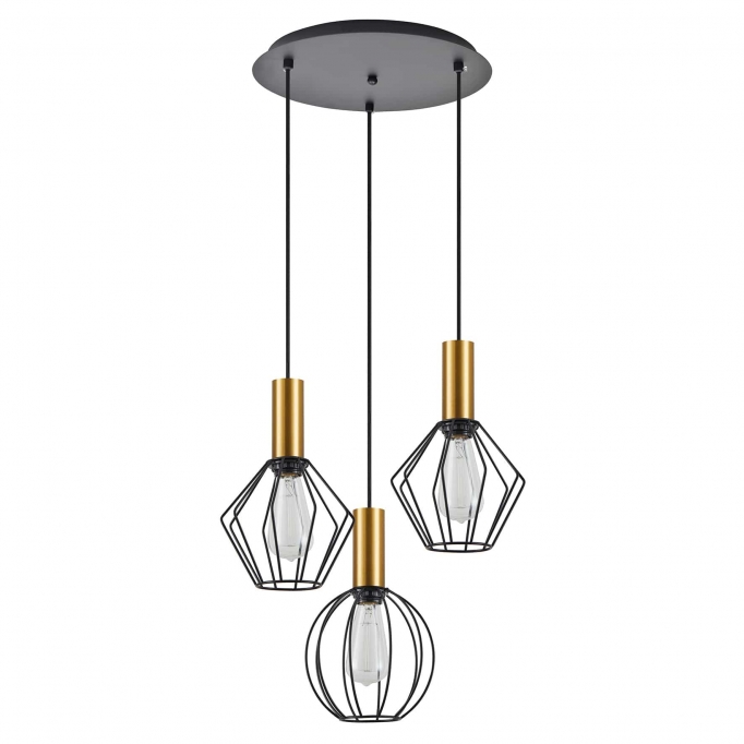 SE21-GM-4-3BL-GR12 ADEPT FLEX Gold Matt Pendant Black Metal Grid+