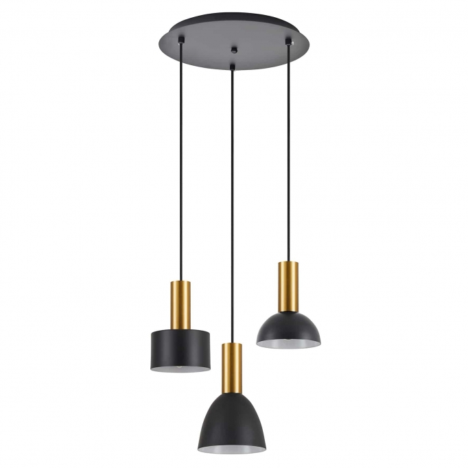 SE21-GM-4-3BL-MS123 ADEPT FLEX Gold Matt Pendant Black Metal Shade+