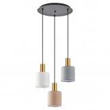 SE21-GM-4-3BL-SH123 ADEPT FLEX Gold Matt Pendant White, Grey, Brown Fabric Shade+