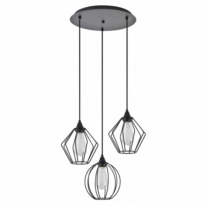 SE21-BL-B10-3BL-GR12 ADEPT FLEX Black Metal Grid Pendant+