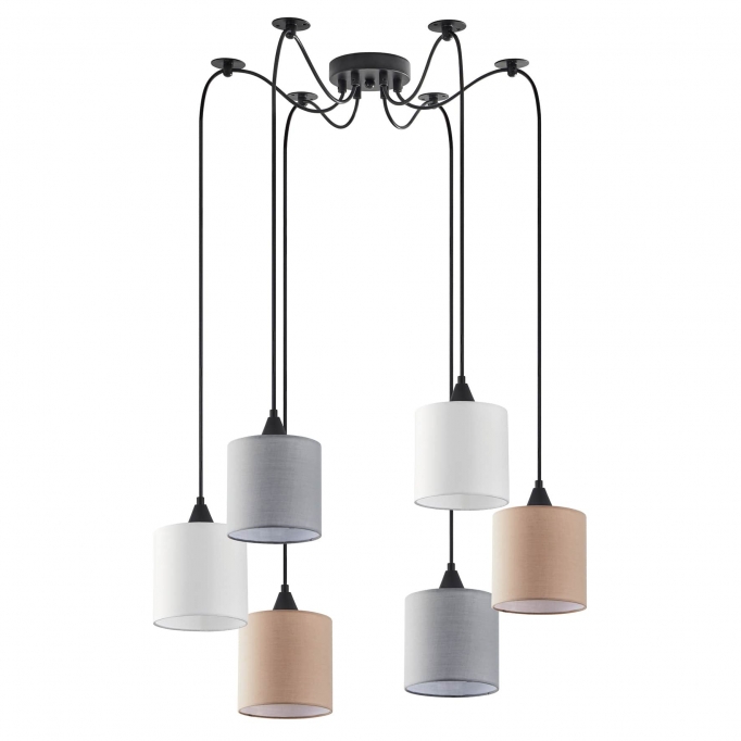 SE21-BL-B10-BL6-SH123  ADEPT FLEX White, Grey, Brown Fabric Shade Pendant+