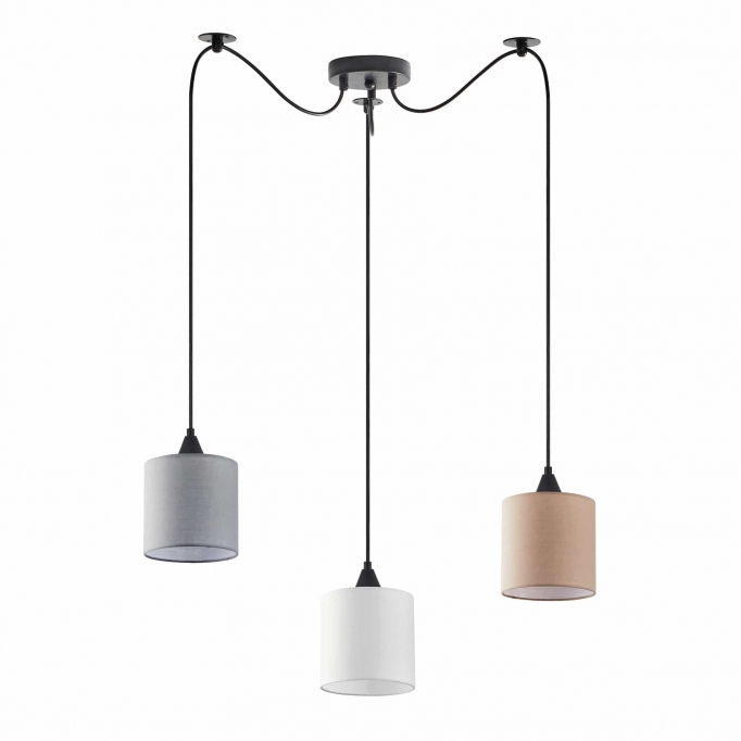 SE21-BL-B10-BL3-SH12 ADEPT FLEX White, Grey, Brown Fabric Shade Pendant+