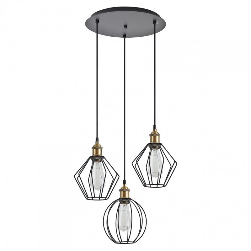 SE21-BR-10-3BL-GR12 MAGNUM FLEX Bronze Metal Pendant Black Metal Grid+