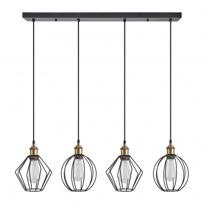 SE21-BR-10-4BL-GR12 MAGNUM FLEX Bronze Metal Pendant Black Metal Grid+