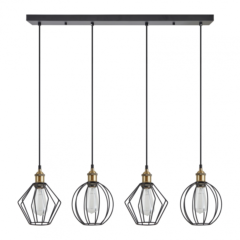 SE21-BR-10-4BL-GR12 MAGNUM FLEX Bronze Metal Pendant Black Metal Grid+