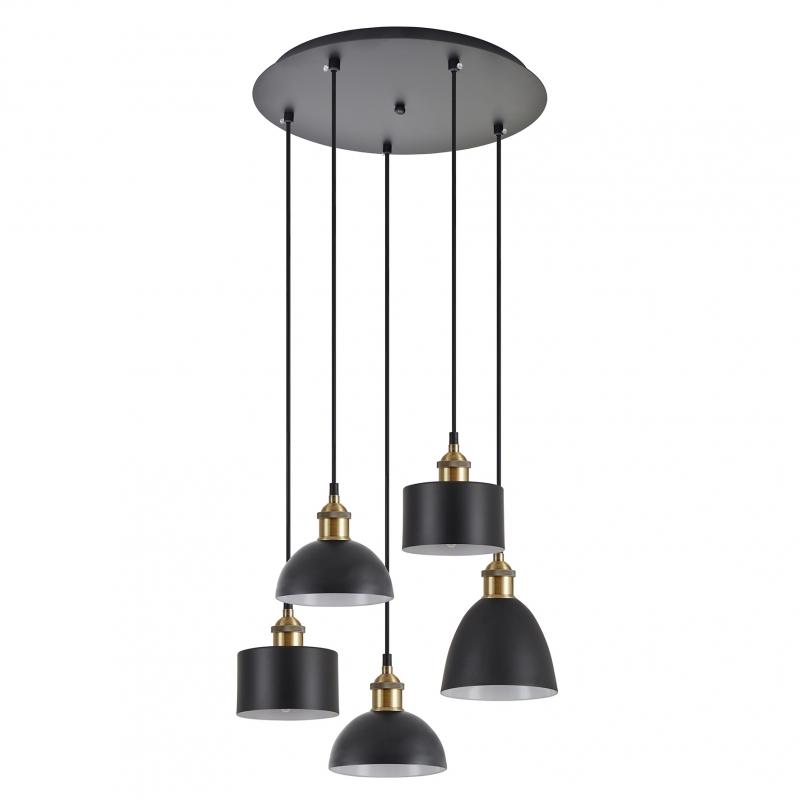 SE21-BR-10-5BL-MS123 MAGNUM FLEX Bronze Metal Pendant Black Metal Shade+