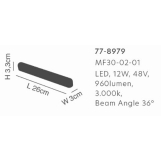 MF30-03-01 MAGNETIC FLEX 48V Grille Module 12W 960Lm 3000K Lightings Surface Mounted Black 1Γ3