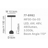 MF30-06-03 MAGNETIC FLEX 48V Pendant Module 6W  480Lm 3000K  Lightings Surface Mounted Black 1Γ