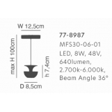 MFS30-06-01 MAGNETIC FLEX  Smart 48V Pendant Module 8W 640Lm Dim 2700K- 6000K Lightings Surface