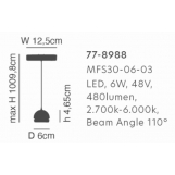 MFS30-06-03 MAGNETIC FLEX  Smart 48V Pendant Module 6W 480Lm Dim 2700K-6000K  Lightings Surface