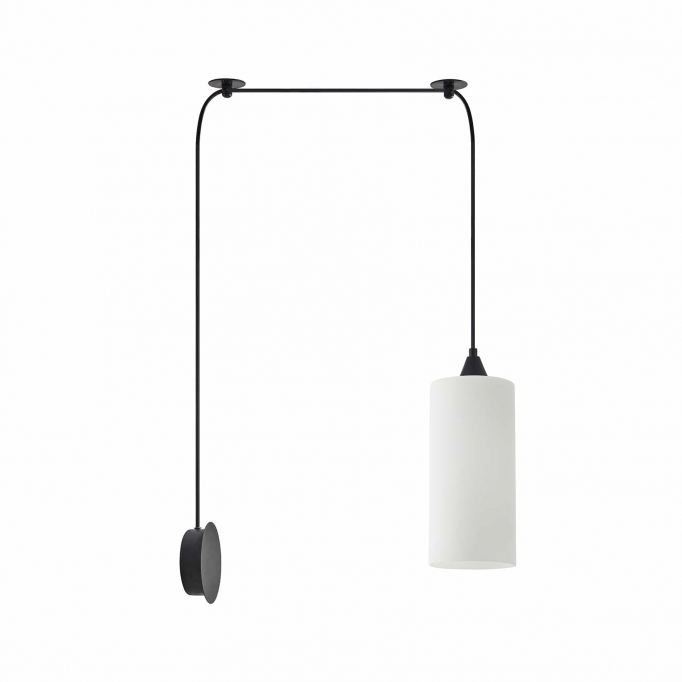 SE21-BL-4-BL1W-GL3 ADEPT TUBE Black Matt Wall Lamp White Glass+