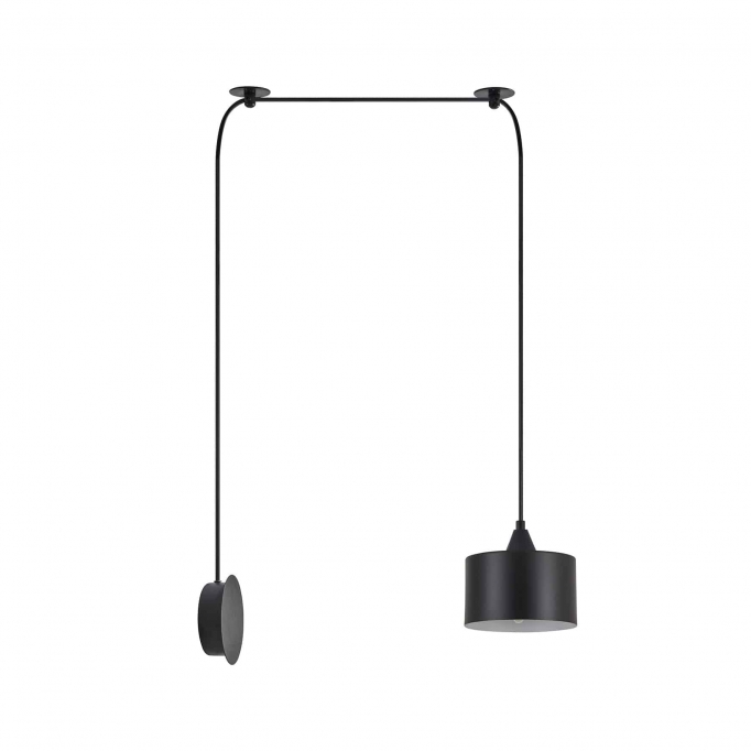 SE21-BL-B10-BL1W ADEPT PENDANT Black Metal Shade Lamp+