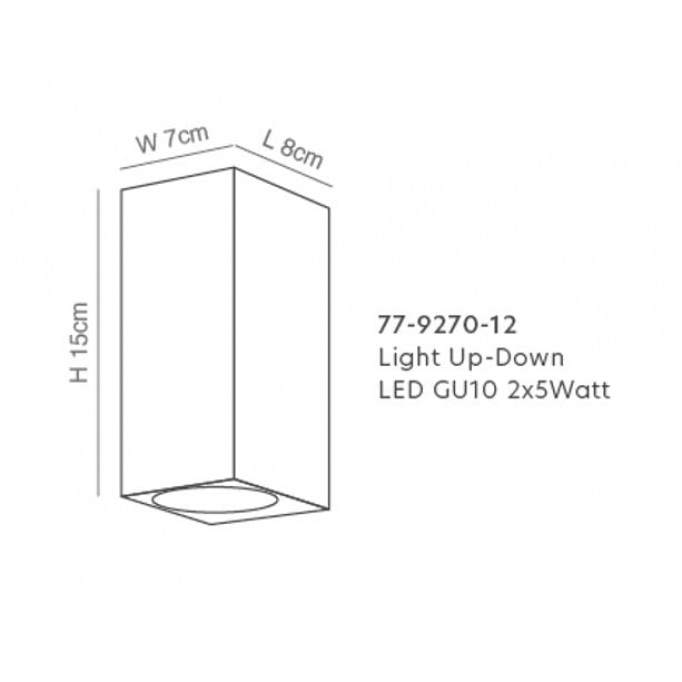 SE-WL-S2-DG CUADRO UP-DOWN WALL LAMP GU10 DARK GREY BODY ALUMINIUM