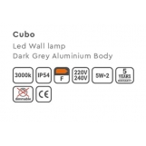 SE-WLL-3K-DG CUBO LED WALL LAMP 5W*2 3000K DARK GREY BODY ALUMINIUM