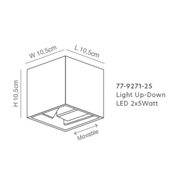 SE-WLL-3K-DG CUBO LED WALL LAMP 5W*2 3000K DARK GREY BODY ALUMINIUM