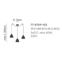 SE21-BR-10-BL3-MS2 MAGNUM BRONZE Black Metal Shade Pendant+