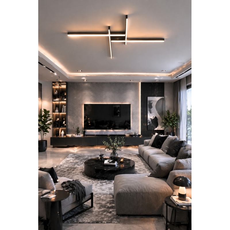 SE LED 90 AFFILATO CEILING BLACK 60W 3CCT 70x70x5cm IP20 220V 2 YEARS WARRANTY Α2