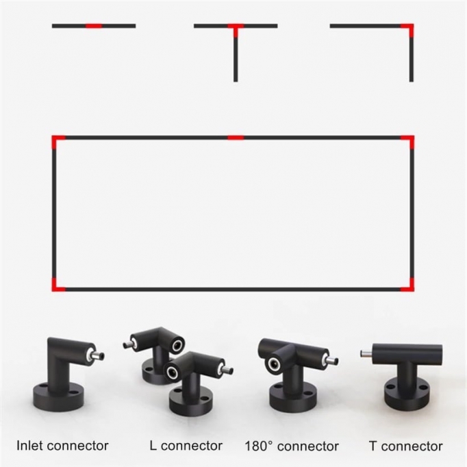 SM-T-C Linear Slim Surface Mounted T-Shaped Downword Connector DC24V IP44 1Α3