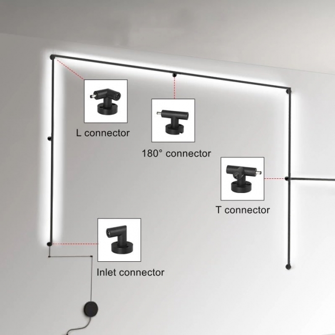 SM-T-C Linear Slim Surface Mounted T-Shaped Downword Connector DC24V IP44 1Α3