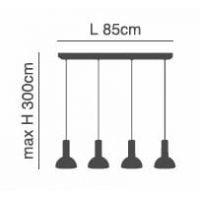 SE21-BL-4-4BL-MS3 ADEPT TUBE Black Pendant Black Metal Shade+