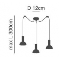 SE21-BL-4-BL3-MS3 ADEPT TUBE Black Pendant Black Metal Shade+