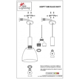 SE21-BL-4-BL6-MS2 ADEPT TUBE Black Pendant Black Metal Shade+