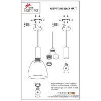 SE21-BL-4-BL3-MS2 ADEPT TUBE Black Pendant Black Metal Shade+