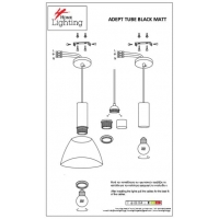 SE21-BL-4-MS3 ADEPT TUBE Black Pendant Black Metal Shade+