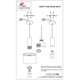 SE21-BL-4-5BL-MS1 ADEPT TUBE Black Pendant Black Metal Shade+