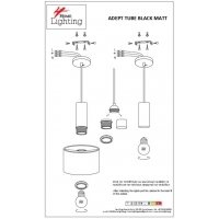 SE21-BL-4-4BL-MS1 ADEPT TUBE Black Pendant Black Metal Shade+