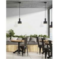 SE21-BL-4-MS1 ADEPT TUBE Black Pendant Black Metal Shade+