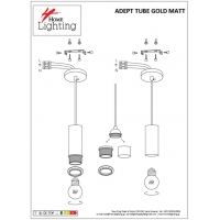 SE21-GM-4-5BL ADEPT TUBE Gold Matt Pendant+