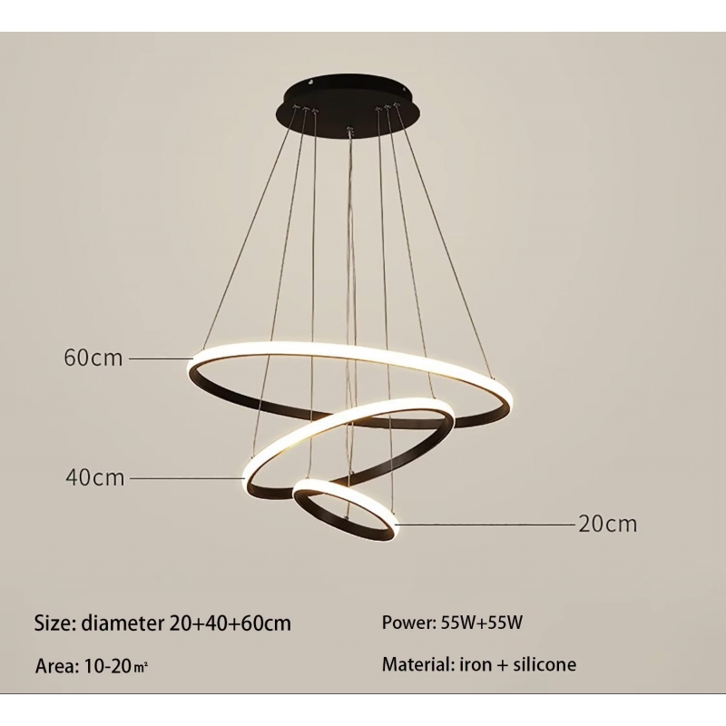 SE LED 60 DAMITA BLACK PENDANT 60-40-20x100cm 70W 3CCT WITH MEMORY IP20 2 YEARS WARRANTY A1