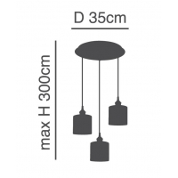 SE21-BR-10-3BL-SH123 MAGNUM FLEX White, Grey,Brown Shade Pendant +