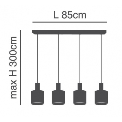SE21-NM-4-4BL-MS123 ADEPT FLEX Nickel Matt Pendant Black Metal Shade+