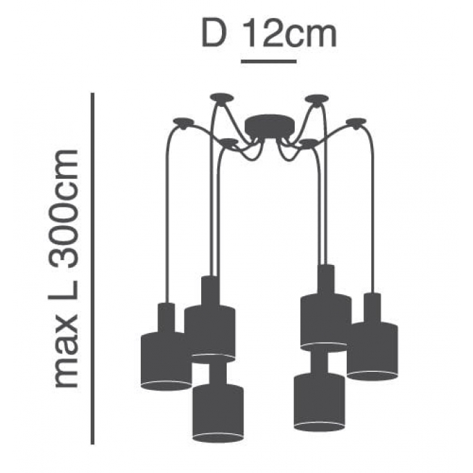 SE21-NM-4-BL6-SH12 ADEPT FLEX Nickel Matt Pendant White, Grey, Brown Fabric Shade+