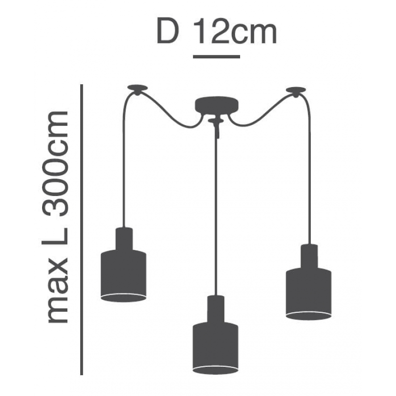 SE21-BL-4-BL3-SH1 ADEPT TUBE Black Pendant White Fabric Shade+