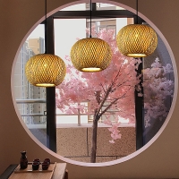 SE21-BA-5050 LYSA  PENDANT  BAMBOO STEEL 50*120cm  E27 2 YEARS WARRANTY