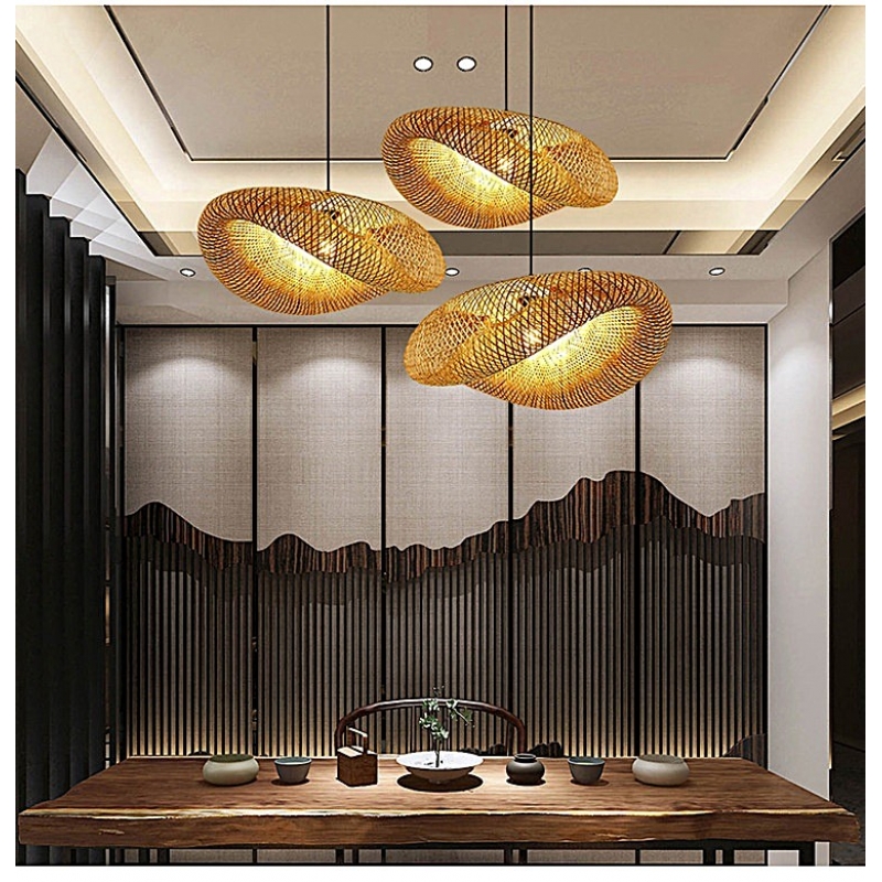 SE21-CA-60 CANESHELL  PENDANT  BAMBOO STEEL  60*36*120cm  E27  2 YEARS WARRANTY