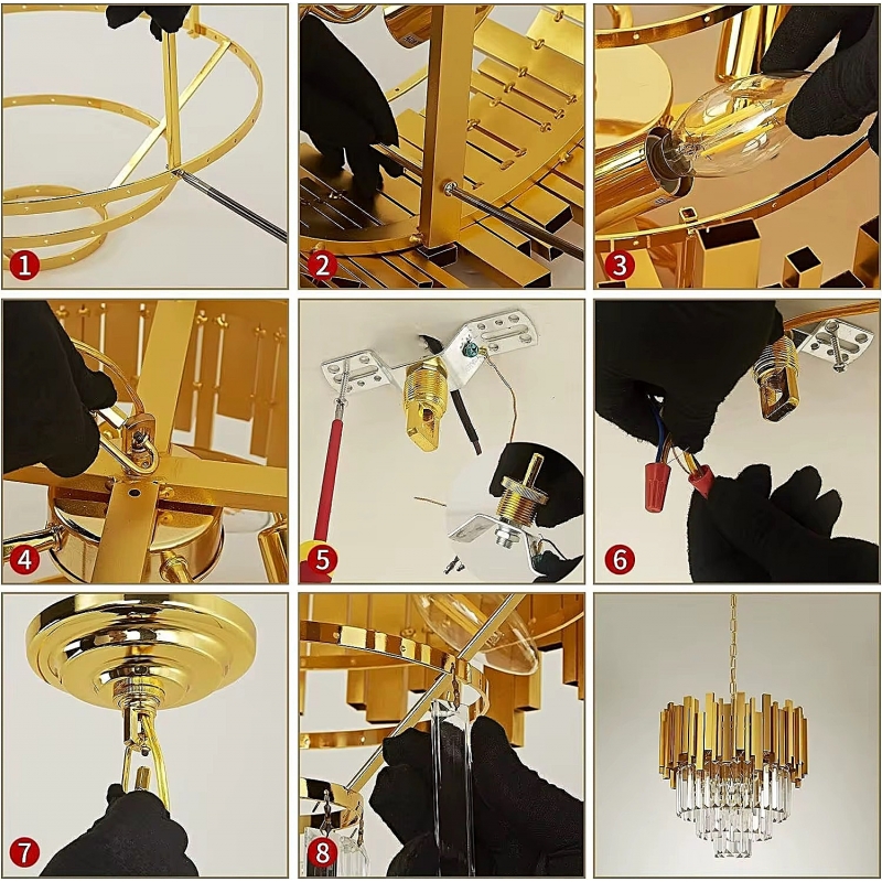 SE21-14-5 IMPERIAL CASCADE GOLD Φ40*31-120cm  E14*5   2 YEARS WARRANTY