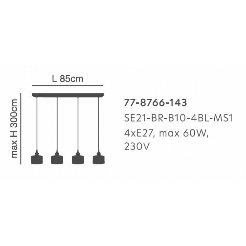 SE21-BR-10-4BL-MS1 MAGNUM BRONZE Black Metal Shade Pendant+