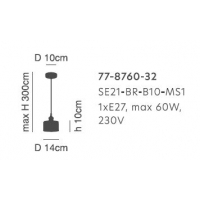 SE21-BR-10-MS1 MAGNUM BRONZE Black Metal Shade Pendant+