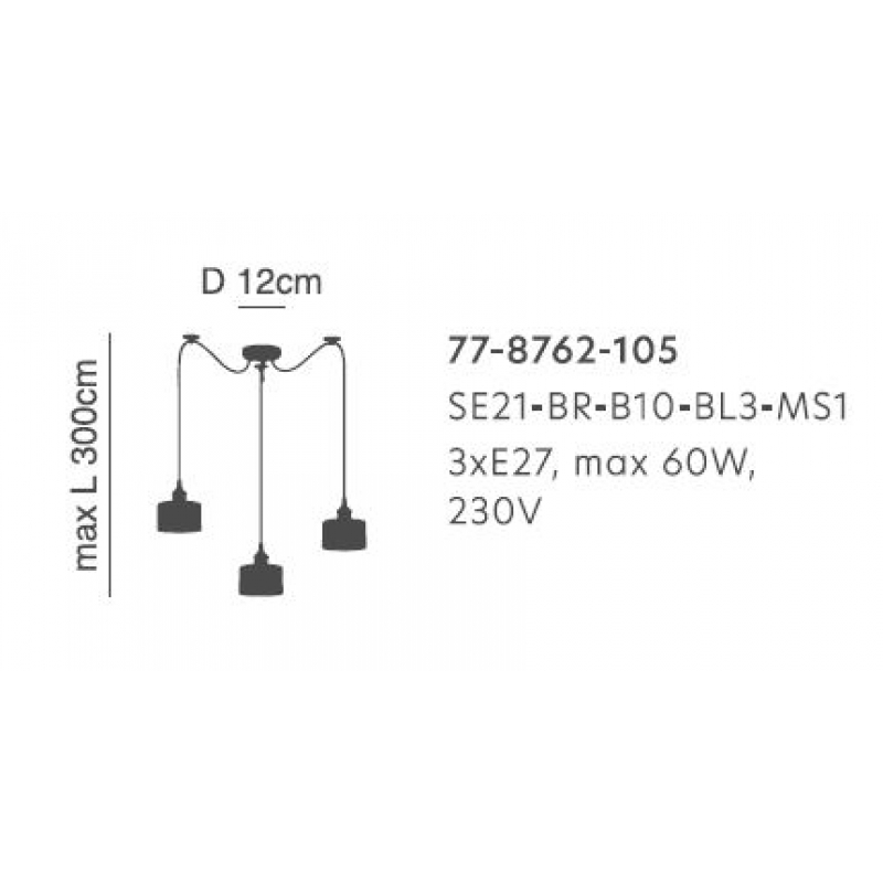 SE21-BR-10-BL3-MS1 MAGNUM BRONZE Black Metal Shade Pendant+