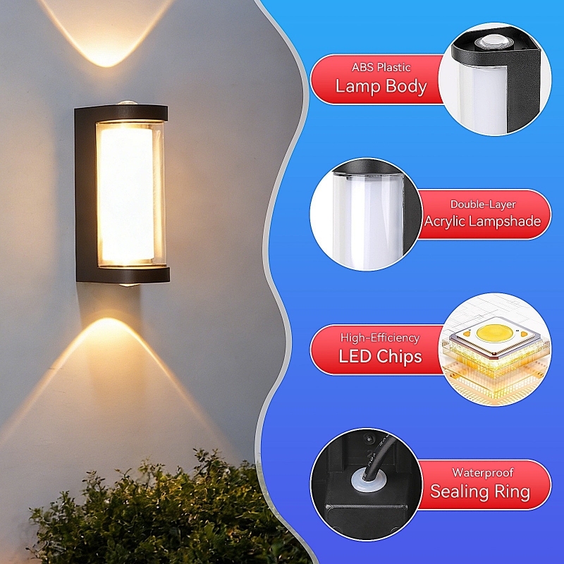 SE LED 180 MODO ROUND OUTDOOR WALL LAMP BLACK 6+6W 3000K