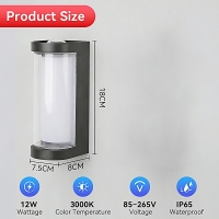 SE LED 180 MODO ROUND OUTDOOR WALL LAMP BLACK 6+6W 3000K