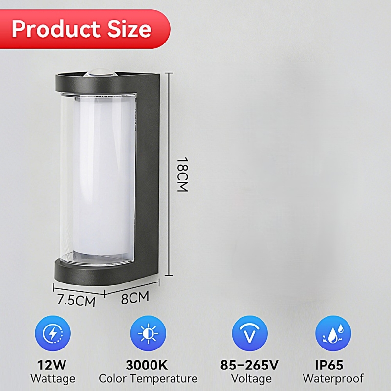 SE LED 180 MODO ROUND OUTDOOR WALL LAMP BLACK 6+6W 3000K