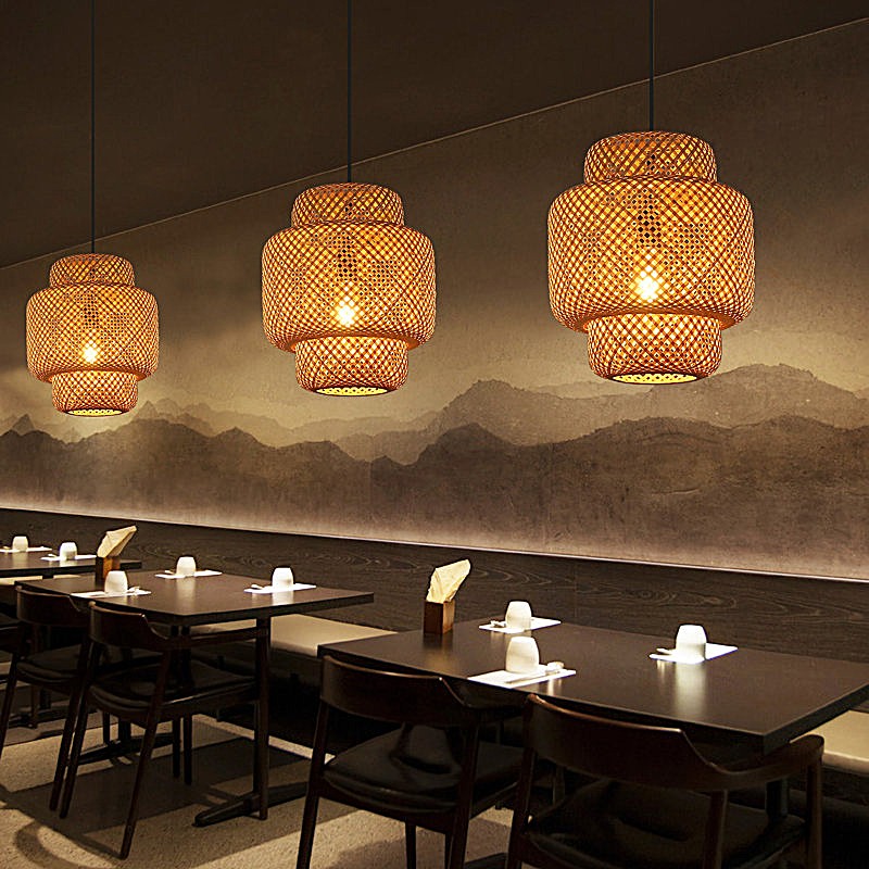 SE21-BA-30 POT  PENDANT  BAMBOO STEEL  30*30*120cm, E27 2 YEARS WARRANTY