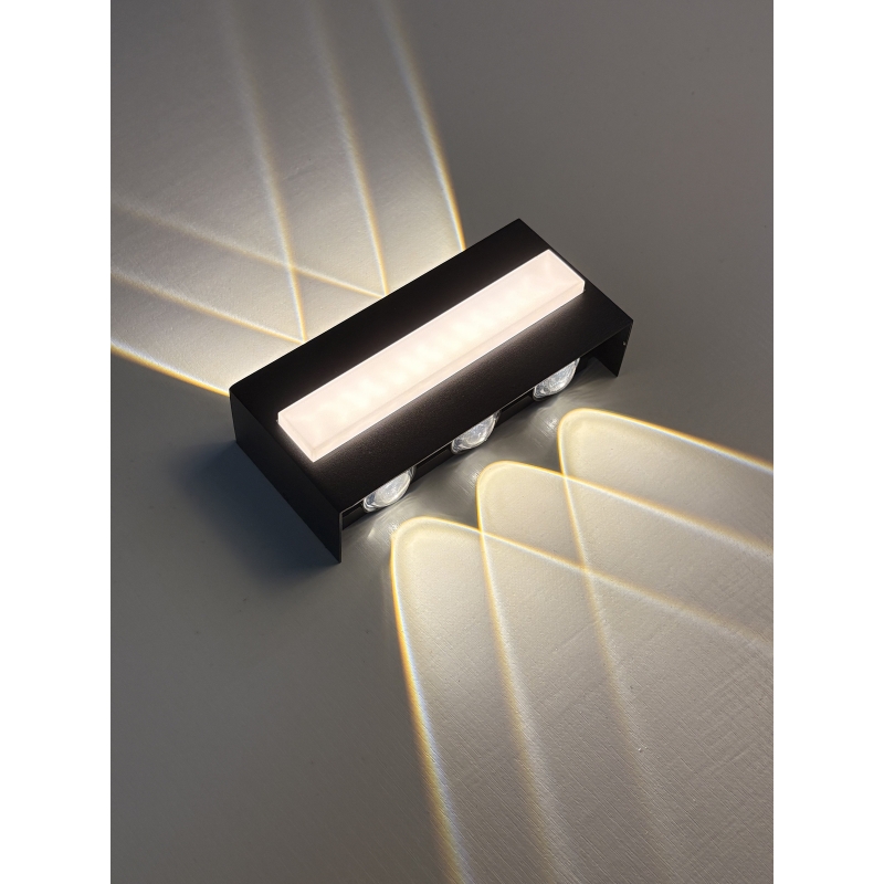 SE LED 105 QUADRA BLACK OUTDOOR WALL LAMP 6+4W 3000K 2 YEARS WARRANTY