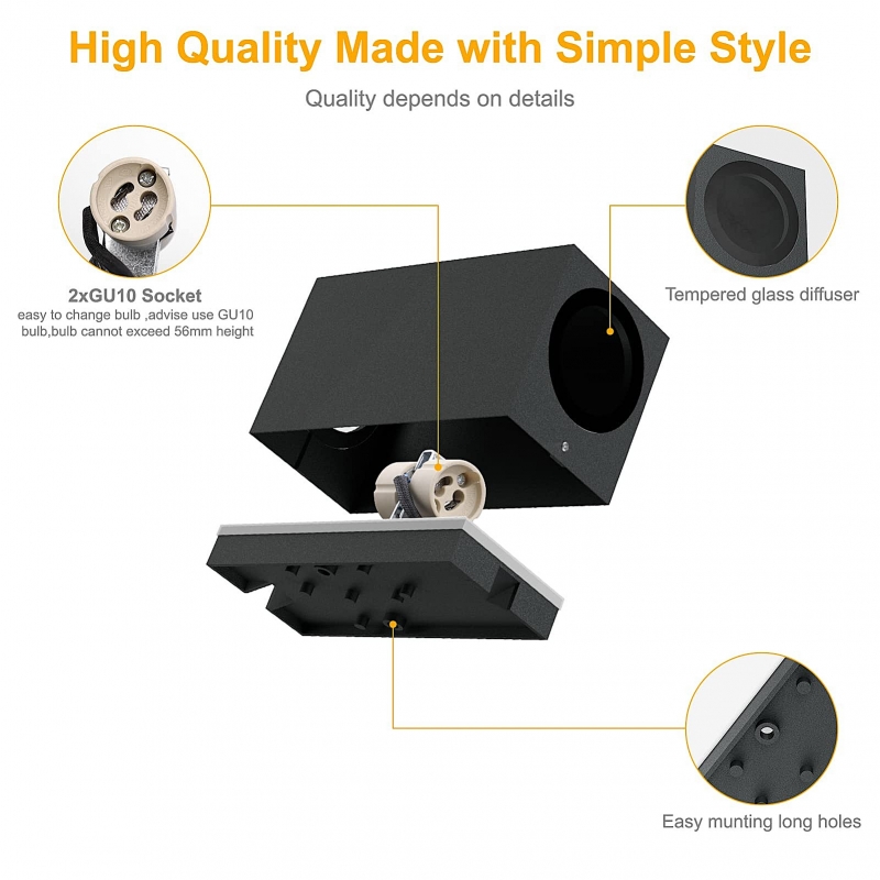 SE-WL-S1-DG CUADRO DOWN WALL LAMP GU10 DARK GREY BODY ALUMINIUM SE-WL-S1-DG CUADRO DOWN WALL LAMP GU10 DARK GREY BODY ALUMINIUM